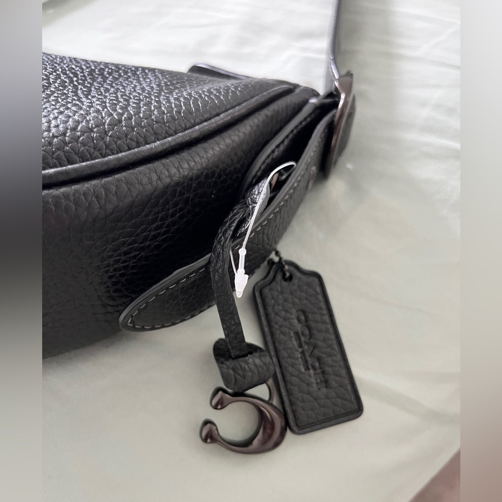 Coach Black Pebbled Leather LUNA  Shoulder Bag - Picture 5 of 16